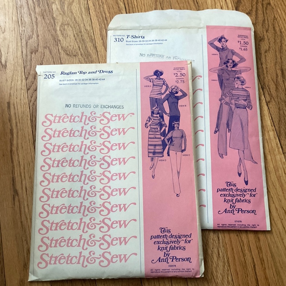 Lot of 2 70’s T-shirt Sewing Patterns